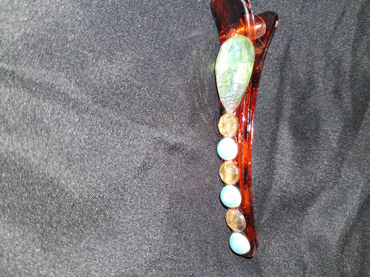 COCOMONEY HAIR CLIP 3INCH CUSTOM 1 OF A KIND PIECE with gemstones