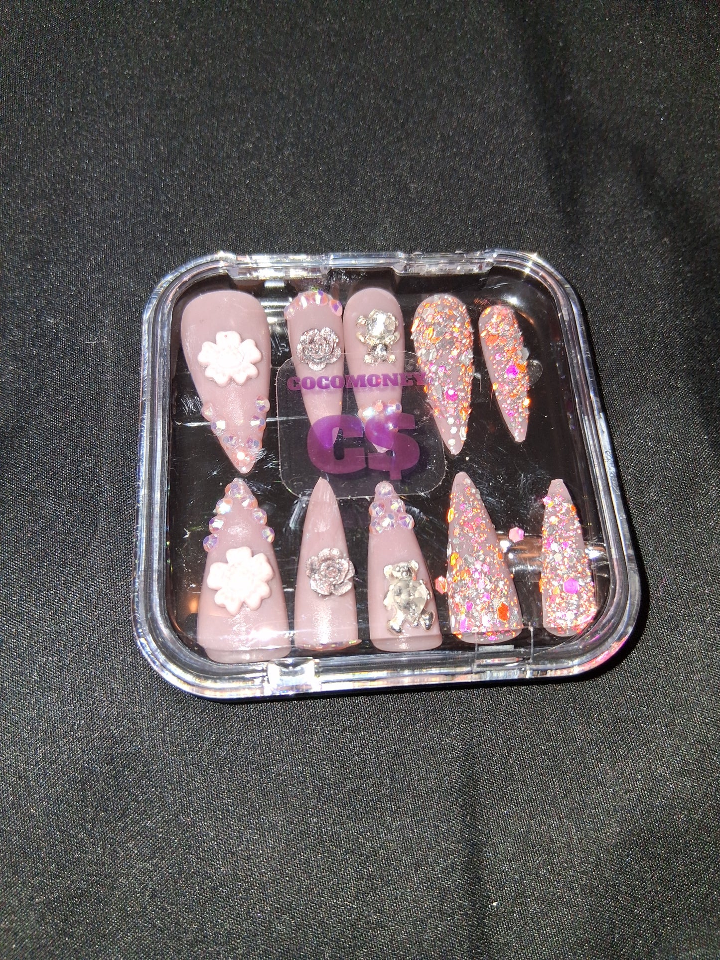 COCOMONEY NAILS CUSTOM ONE OF A KIND PIECES WITH NAIL BAG AND FREE GIFTS ACRYLIC