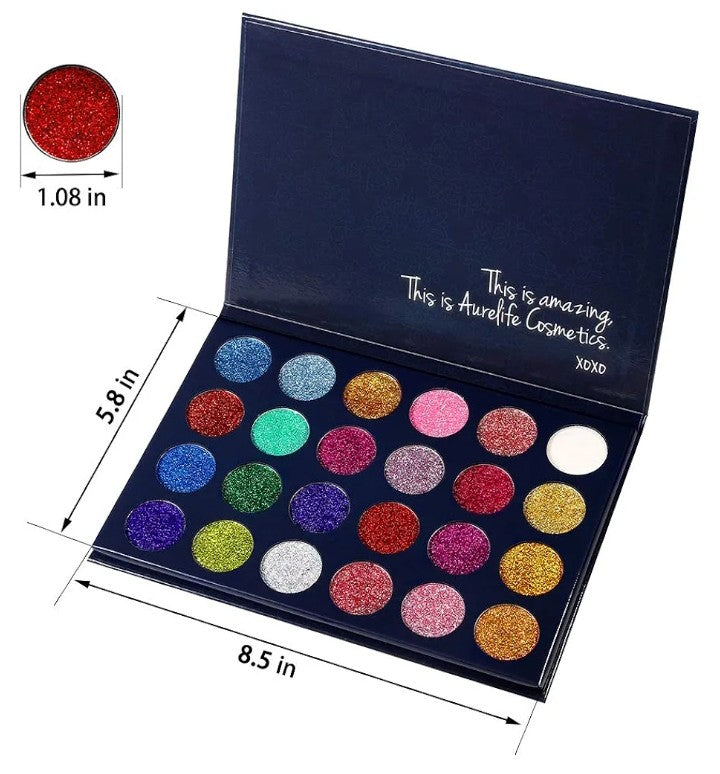 24 Color Pressed Glitter Eyeshadow Palette - Mineral Ultra Shimmer Makeup Palette Eye Shadow Powder Long Lasting Waterproof