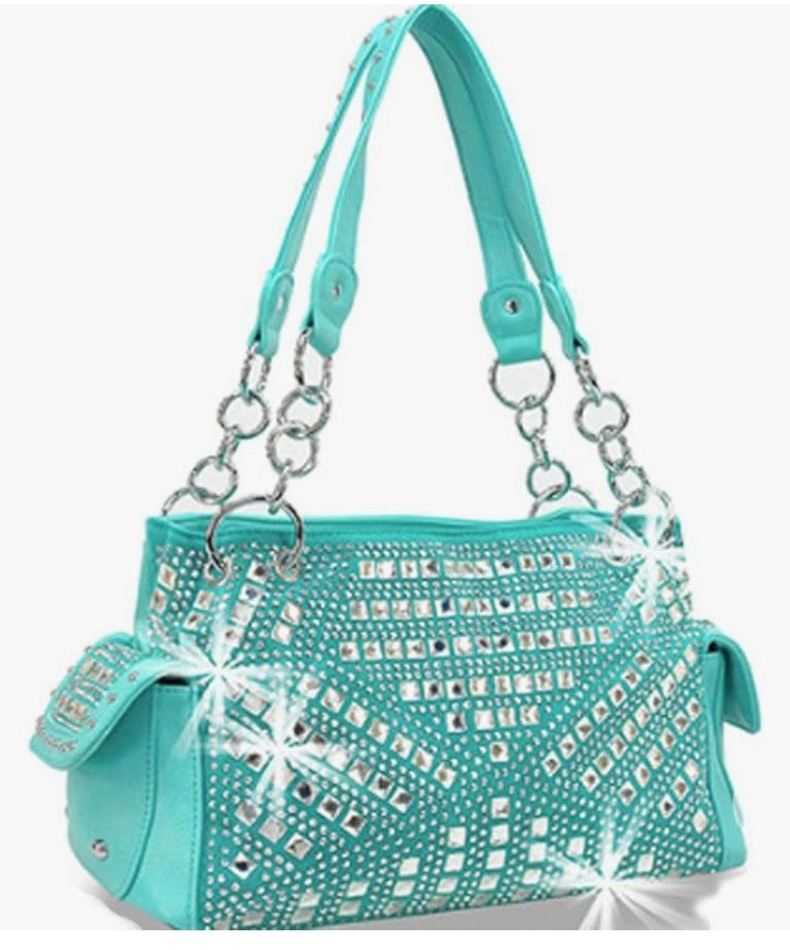 12×8×3.5 Gem Studded Rhinestone Concealed and Carry Purse