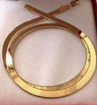 COCOMONEY 14k Yellow Solid Gold Imperial Herringbone Chain Necklace, 6.0mm