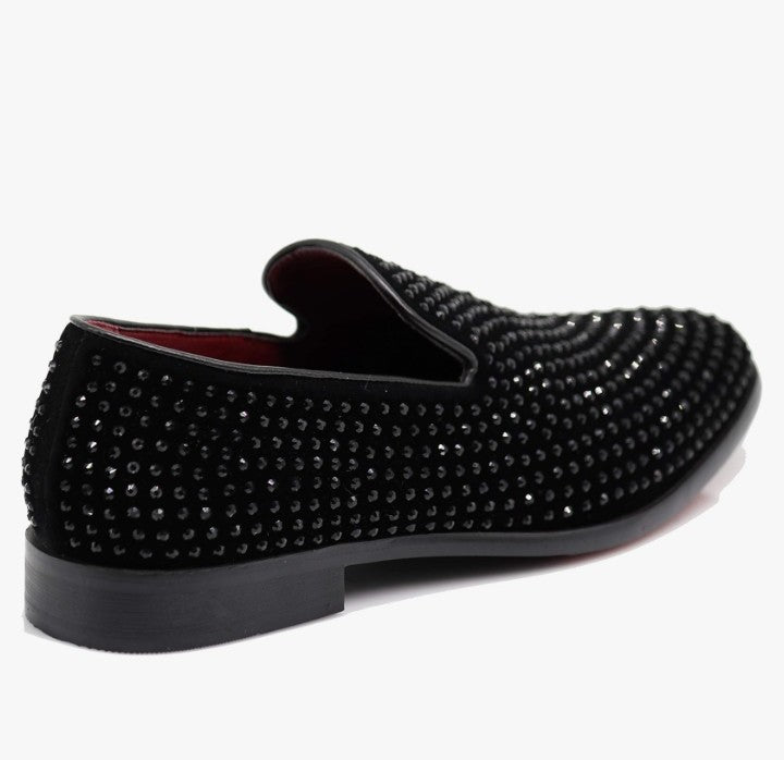Velvet Rhinestone Designer Dress Loafers Slip On Shoes Classic Tuxedo Dress Shoes