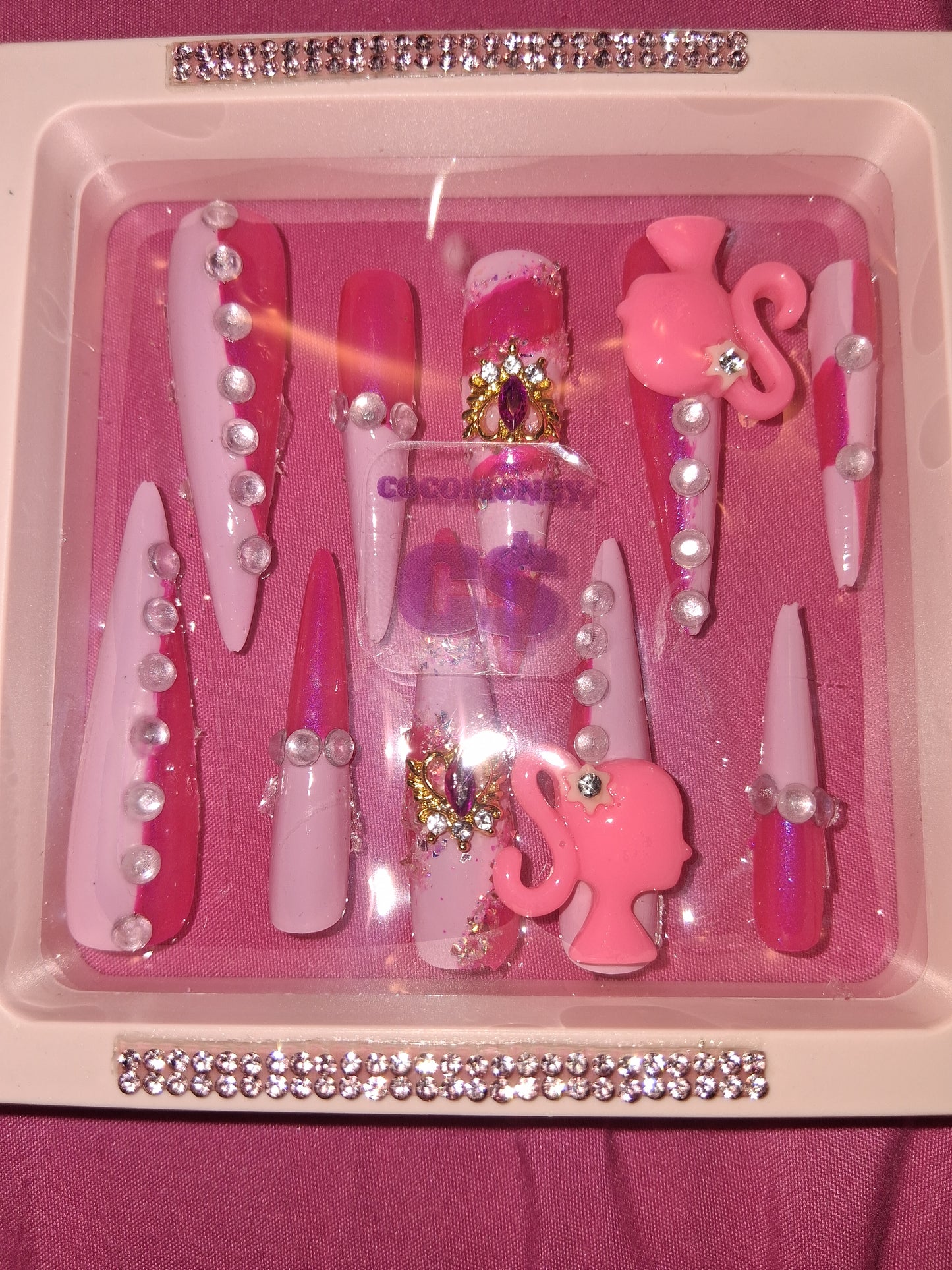 COCOMONEY NAILS CUSTOM 1 OF 1 GLUE ON PRESS ON COMES WITH FREE GIFTS #o33