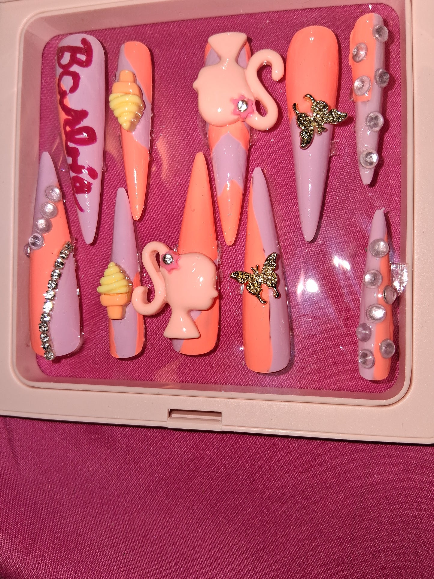 COCOMONEY NAILS CUSTOM 1 OF 1 GLUE ON PRESS ON COMES WITH FREE GIFTS #p46