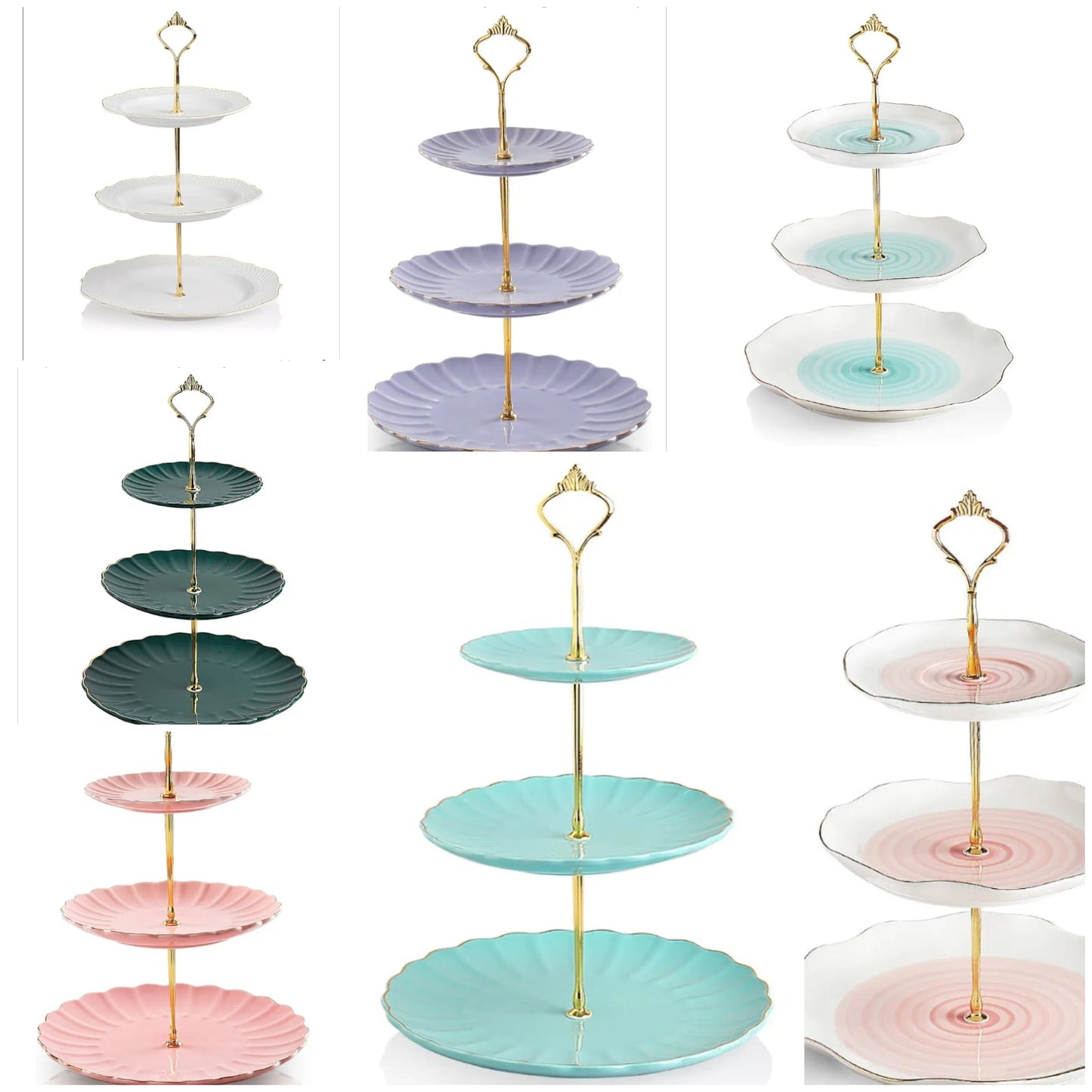 3 Tier Ceramic Cake Stand,Dessert Stand,Cupcake Stand,Tea Party Pastry Serving Platter,Food Display Stand for Tea/Coffee/Birthday/Wedding/Women/Afternoon/Gift