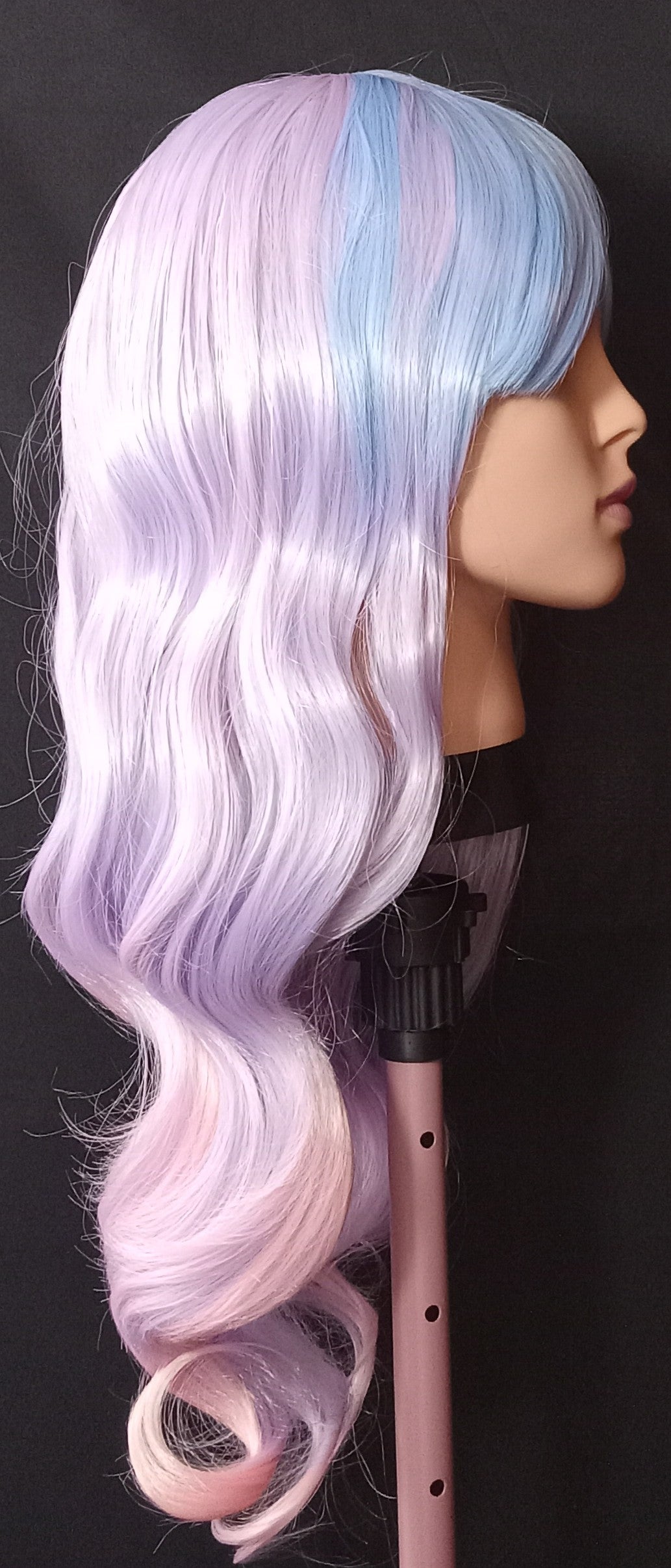 COCOMONEY WIG LONG WAVY STRAIGHT LIGHT BLUE PURPLE PINK