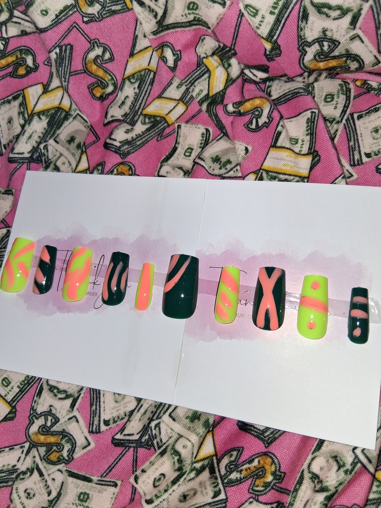 COCOMONEY NAILS CUSTOM 1 OF 1 GLUE ON PRESS ON COMES WITH FREE GIFTS #g16