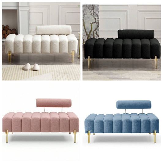 53.2" Modern Loveseat Sofa Couch, Upholstered Accent Sofa With Golden Legs And Adjustable Backrest, Small Teddy Fleece Couches For Bedroom, Living Room, Compact Small Space