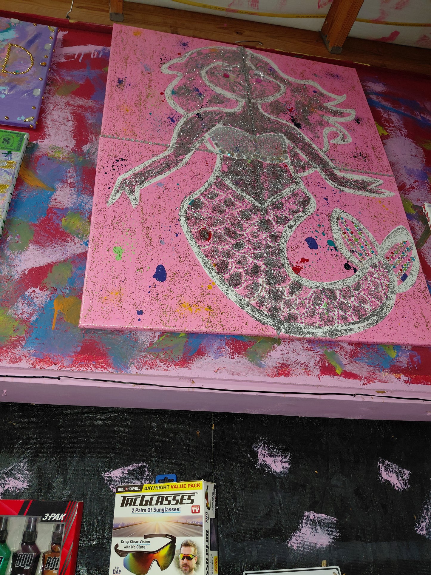 COCOMONEY ART Mermaid bling 1 OF 1 CUSTOM PIECE BY COCOMONEY Painting on canvas