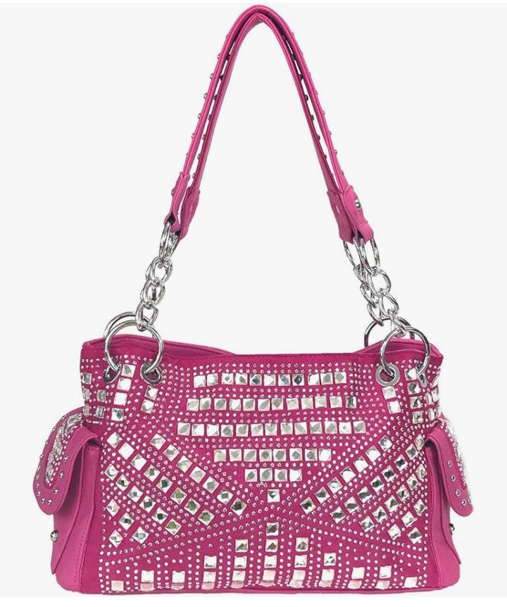 12×8×3.5 Gem Studded Rhinestone Concealed and Carry Purse