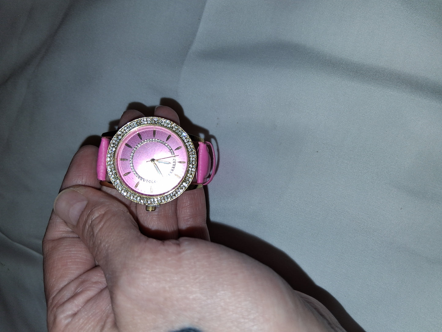 Womens watch pink with stones only 1 COCOMONEY