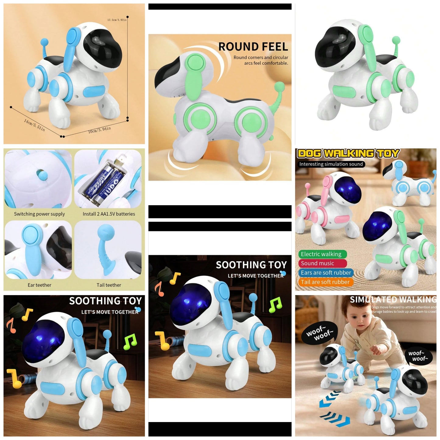 Mini Interactive Musical Puppy Toy - Intelligent Walking, Singing Dog With Light & Sound, Safe Electric Playmate For Children 3-8 Years, Enhances Parent-Child Growth(Made Of Plastic Batteries Are Not Included),Girl Toy,Boy Toys Age 11 up,Big Kids