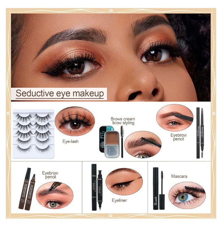 All in One Makeup Kit for Full Kit,Travel Makeup ,Professional Makeup Kit Includes lash Clusters Kit Eyeshadow Lipstick Brow Pencil Eyeliner Brush Set