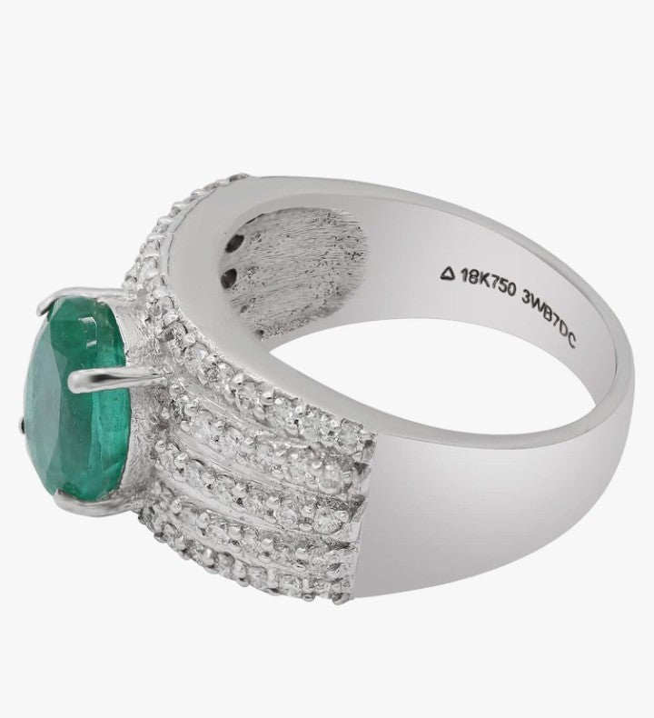 COCOMONEY Vintage Emerald Oval Cut Gold Ring 18K White Gold Halo Diamond Eternity Mens & Women Cluster Ring Engagement Jewelry For Her Wedding Gift Rings, Christmas Jewelry