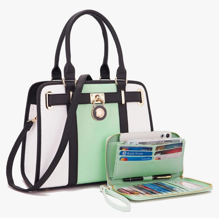 Handbags Sets For Women Shoulder Bags Top Handle Work Satchel Tote Purses Set With Matching Wallet 2pcs