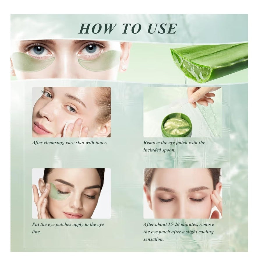 Under Eye Patches for Puffy Eyes and Dark Circles – 60 PCS Aloe Vera Under Eye Mask with Pure Natural Extracts to Combat Puffiness, Fine Lines, Wrinkles, and Bags