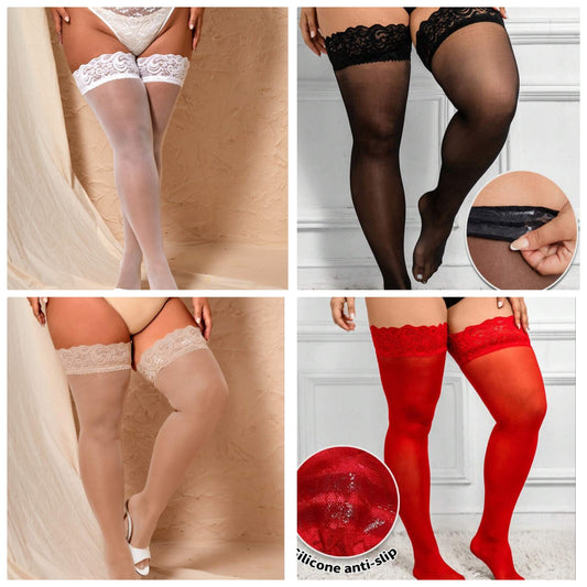 Plus 1 pair Contrast Floral Lace Stocking sheer lace 1xl