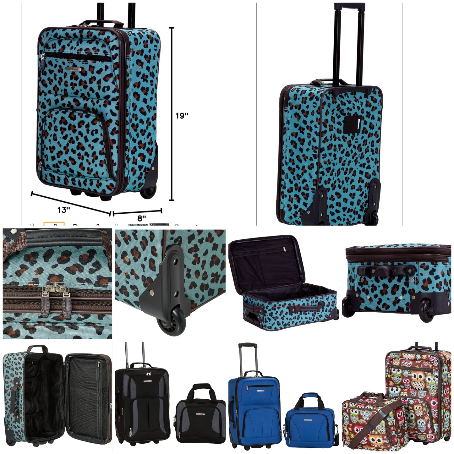 2pc Fashion Softside Upright Luggage Set,Expandable, Telescopic Handle, Whee, 2-Piece (14/19)