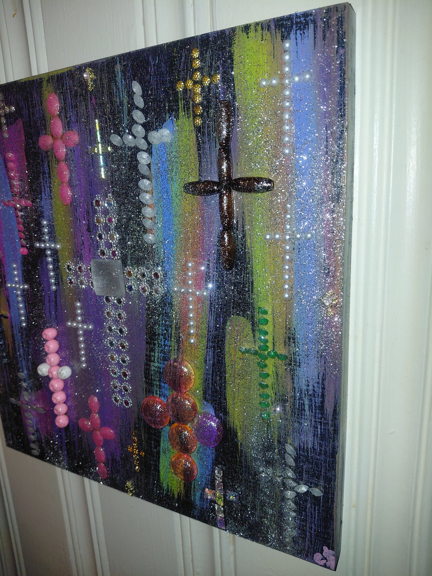COCOMONEY ART CROSS SHINE PAINTING 1 OF 1 CUSTOM PAINTING 12×12 inches