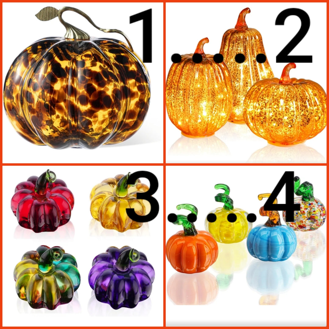 Glass pumpkin sets or silgle leopard print choose what set you want by number