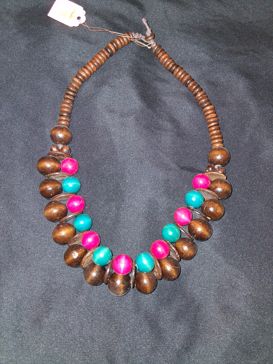 COCOMONEY NECKLACE WOOD 22IN