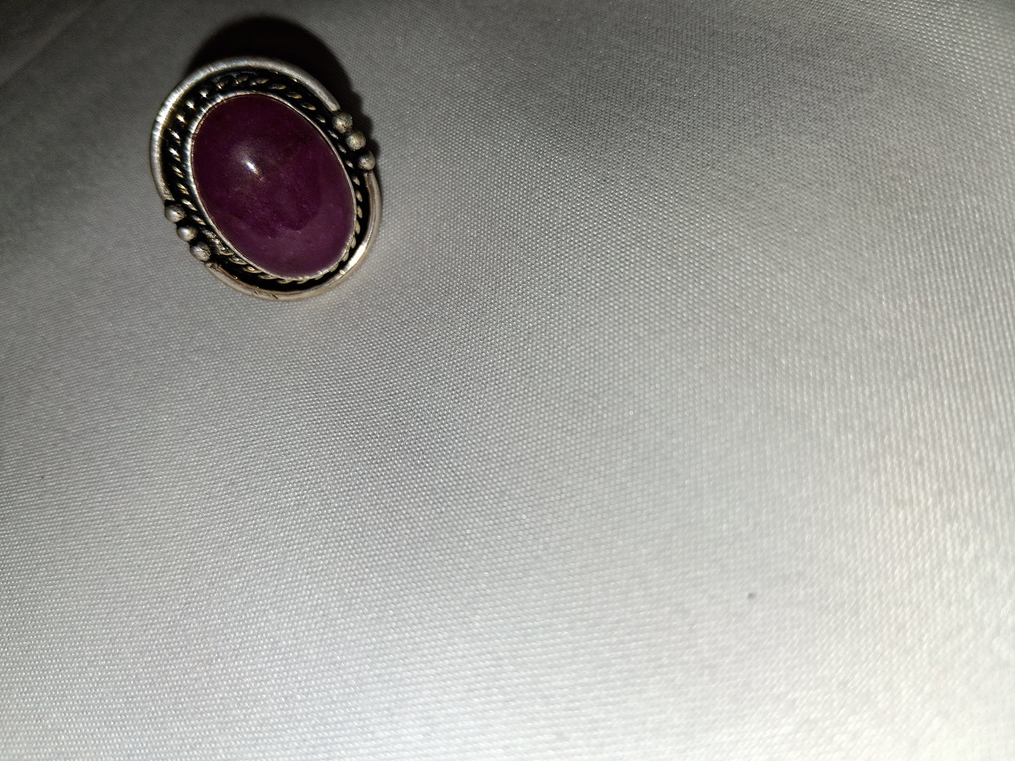 Red stone silver plated ring size 9