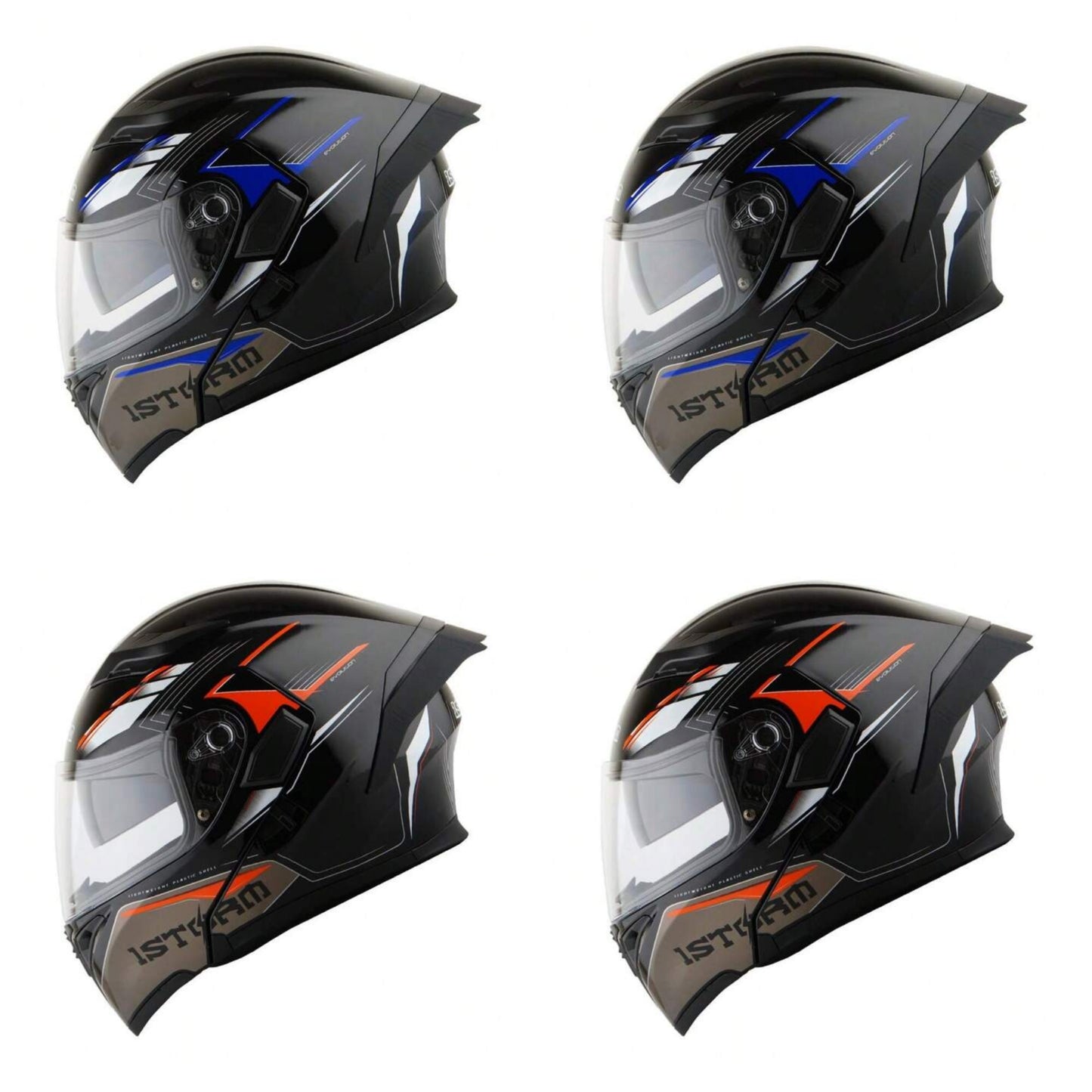 1Storm Motorcycle Modular Full Face Flip Up Dual Visor Helmet + Spoiler: HB89 Storm Blue
