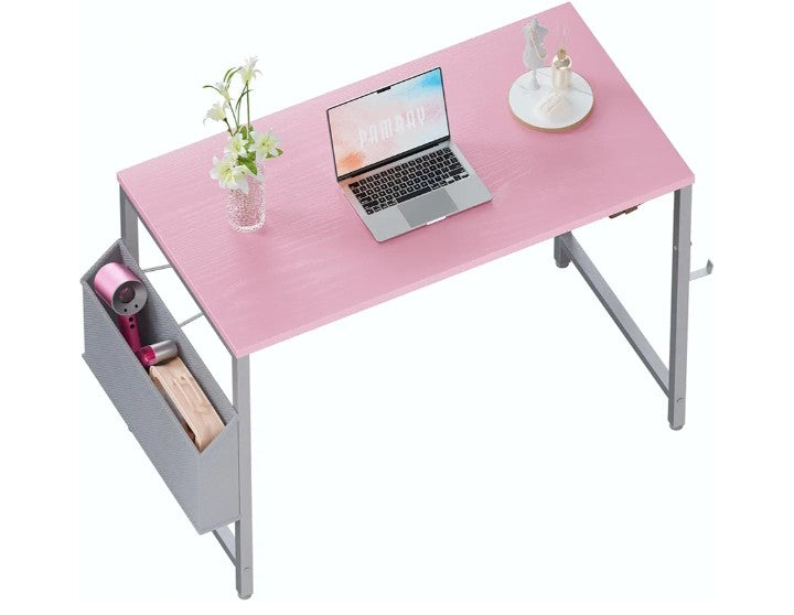 Pamray 32 Inch Computer Desk Small Spaces Desk with Storage Bag for Bedroom Writing and Home Office Work Small Study Desk Table