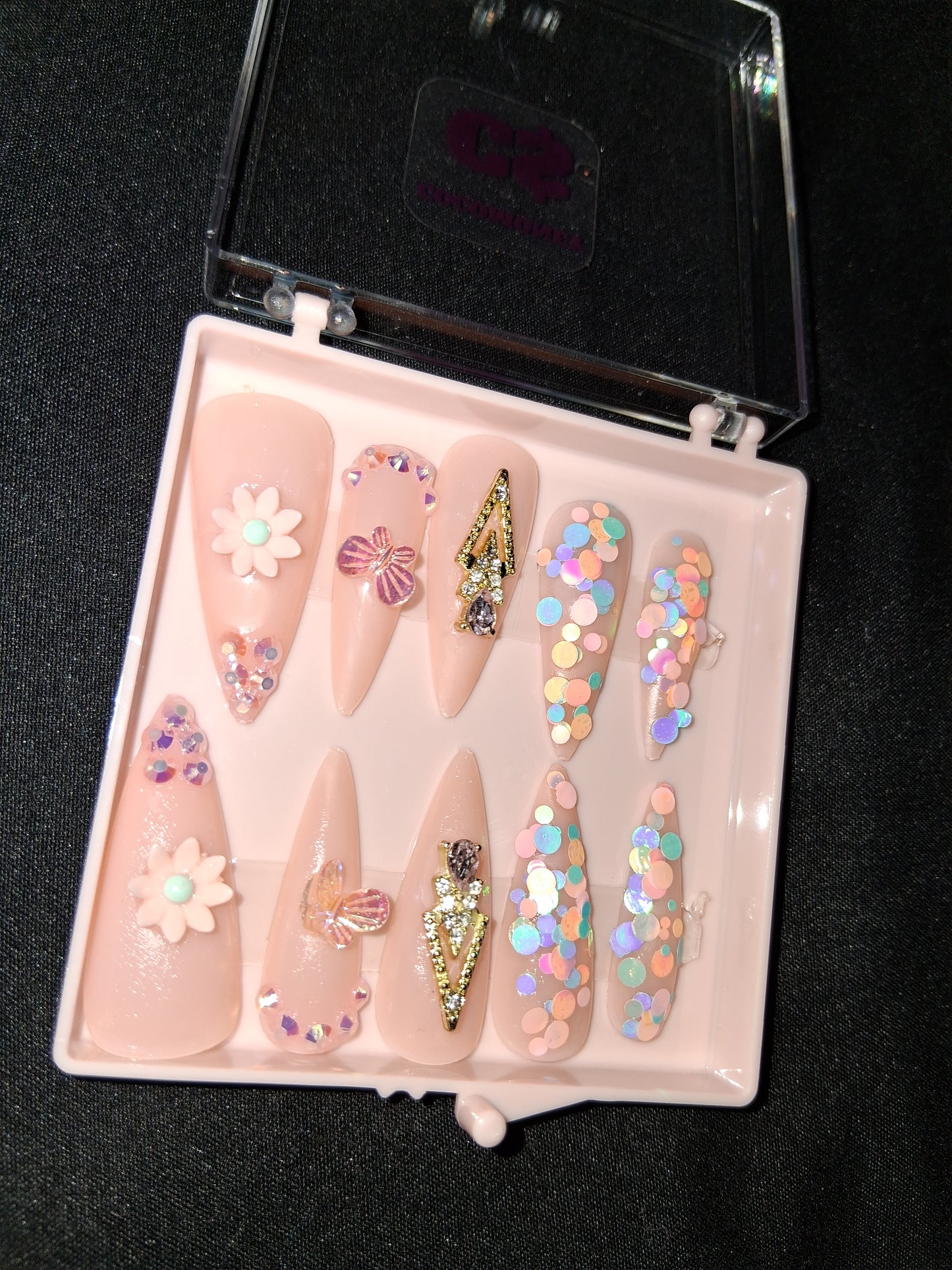 COCOMONEY NAILS CUSTOM ONE OF A KIND PIECES WITH NAIL BAG AND FREE GIFTS ACRYLIC