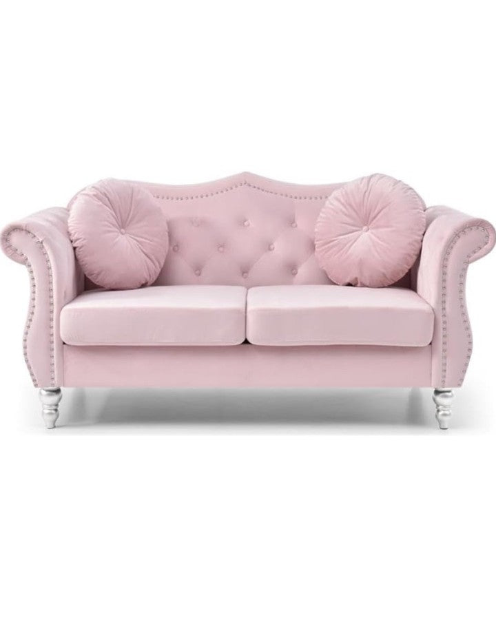 Hollywood Velvet Loveseat in Pink