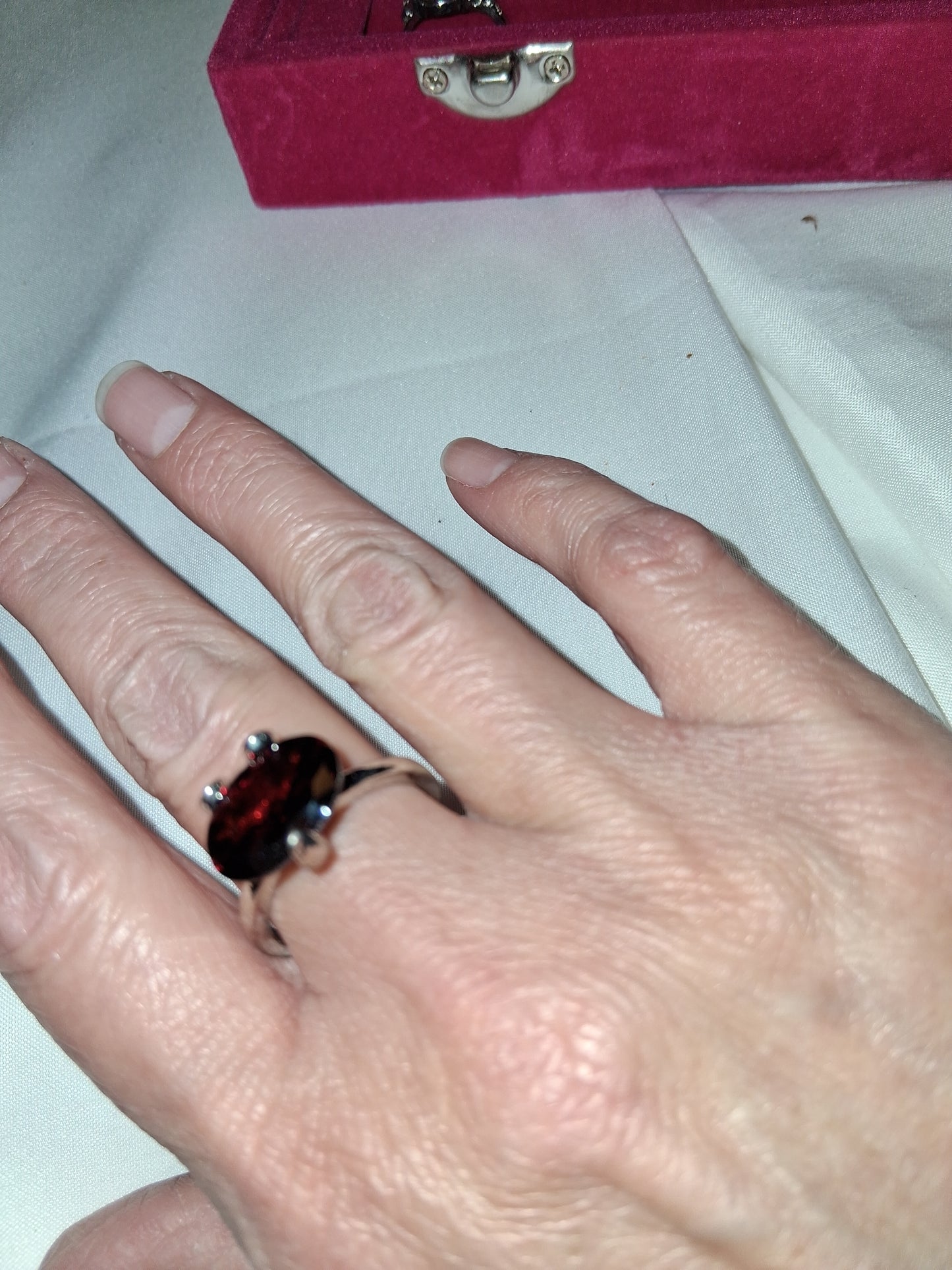 Red ring silver plated size size 10