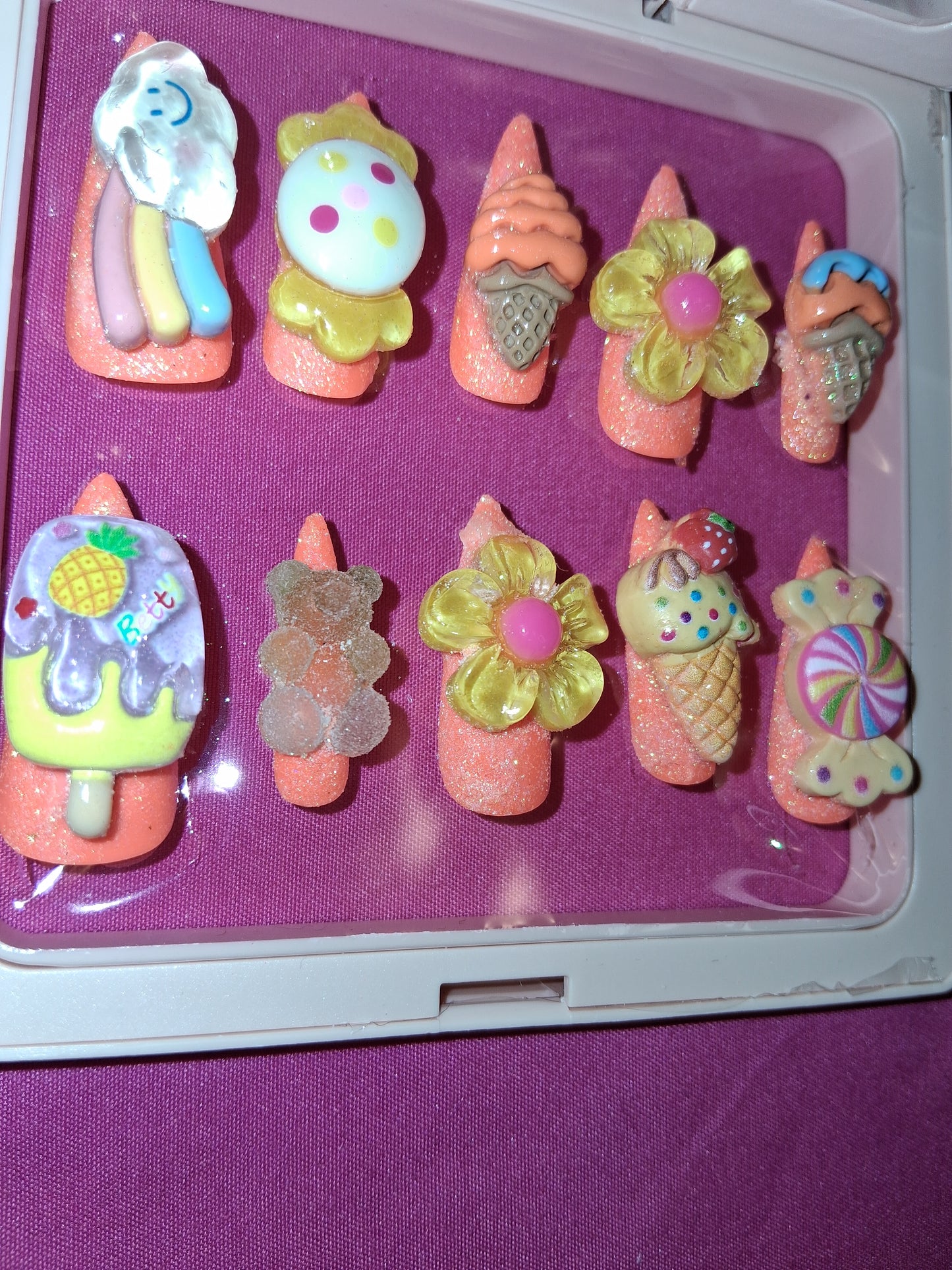 COCOMONEY NAILS CUSTOM 1 OF 1 GLUE ON PRESS ON COMES WITH FREE GIFTS #o40