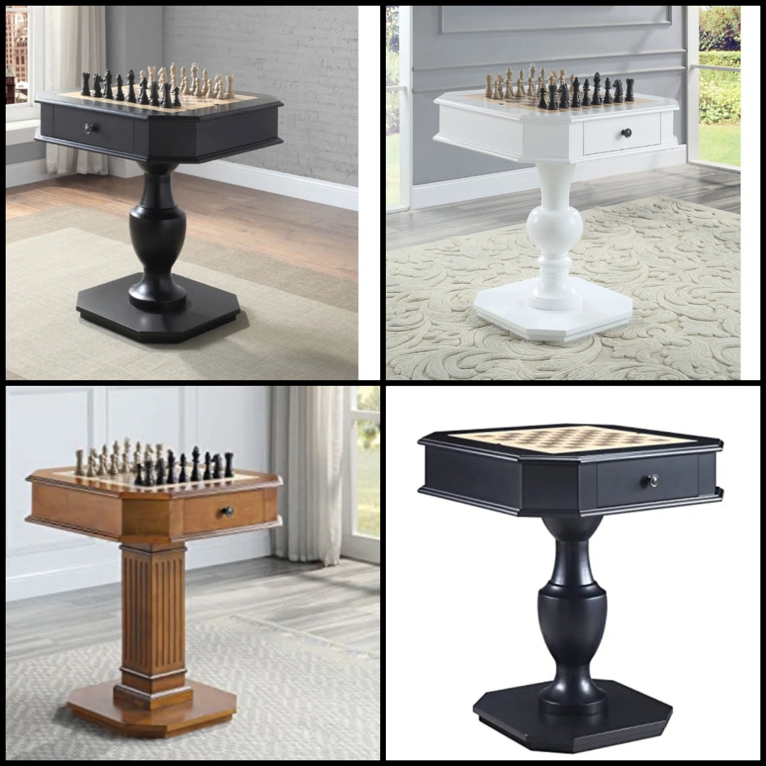 3 in 1 - Chess, Checkers, and Backgammon Game Table with Storage Solid Wood