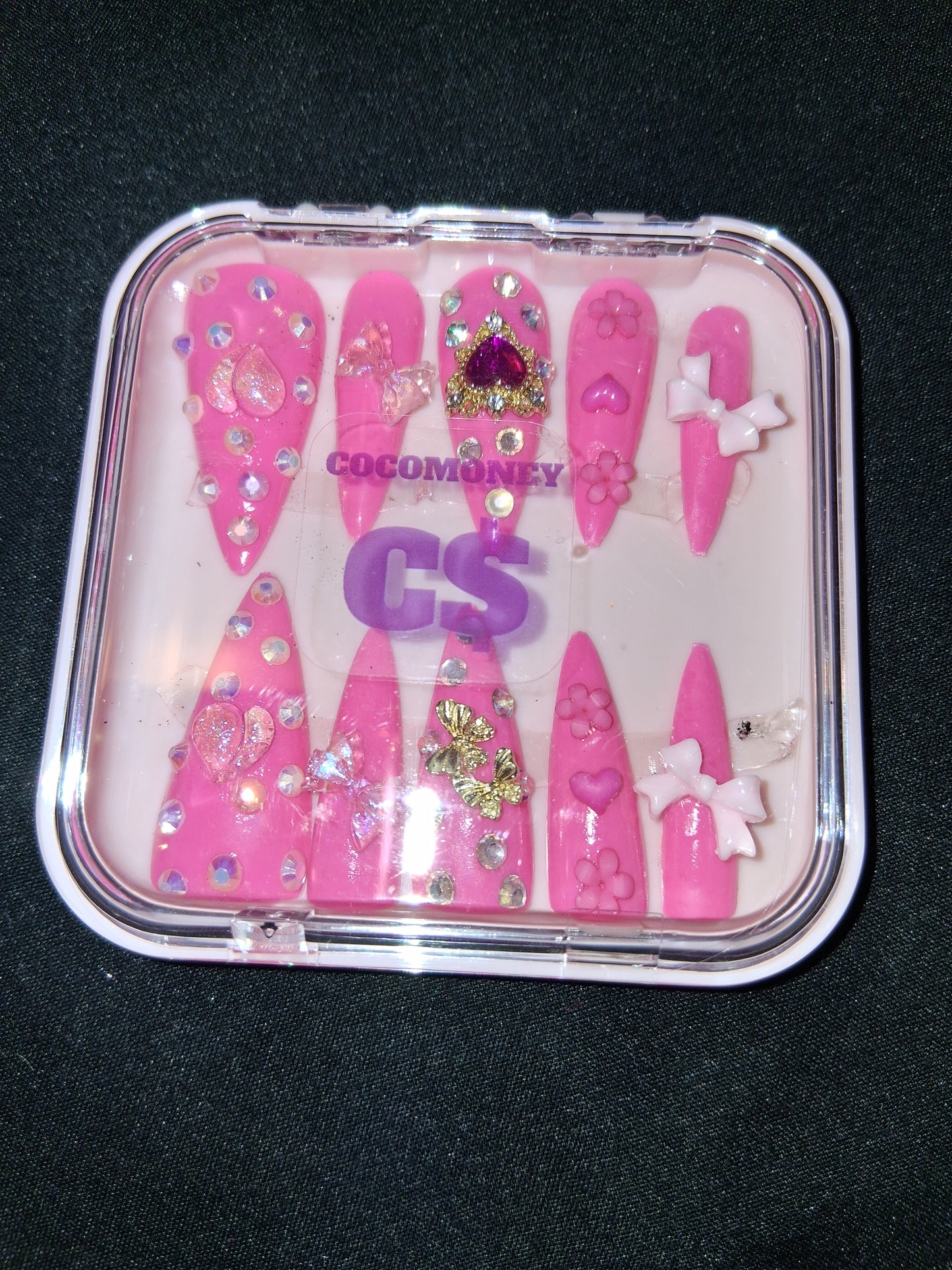 COCOMONEY NAILS CUSTOM 1 OF A KIND PIECES ACRYLIC COMES WITH FREE GIFTS
