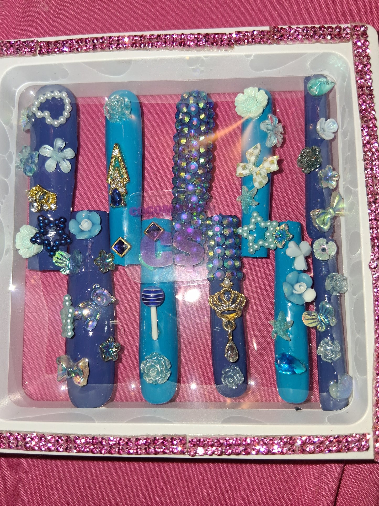 COCOMONEY NAILS CUSTOM 1 OF 1 GLUE ON PRESS ON COMES WITH FREE GIFTS #o4
