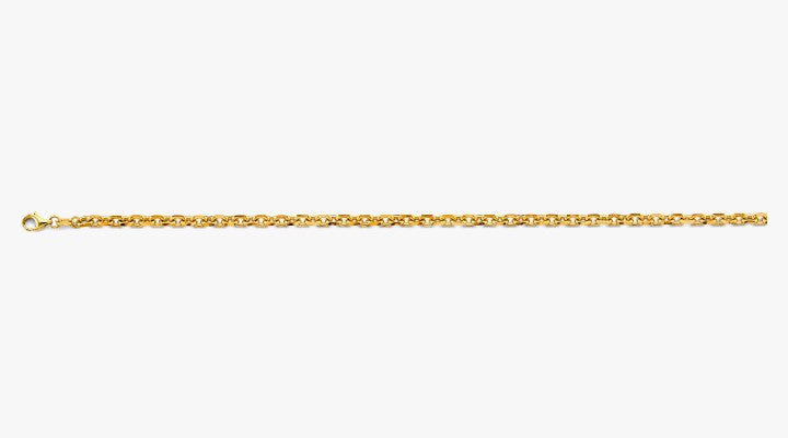 COCOMONEY 14k Yellow Gold 3mm Solid Diamond Cut Cable Chain Bracelet & Necklace