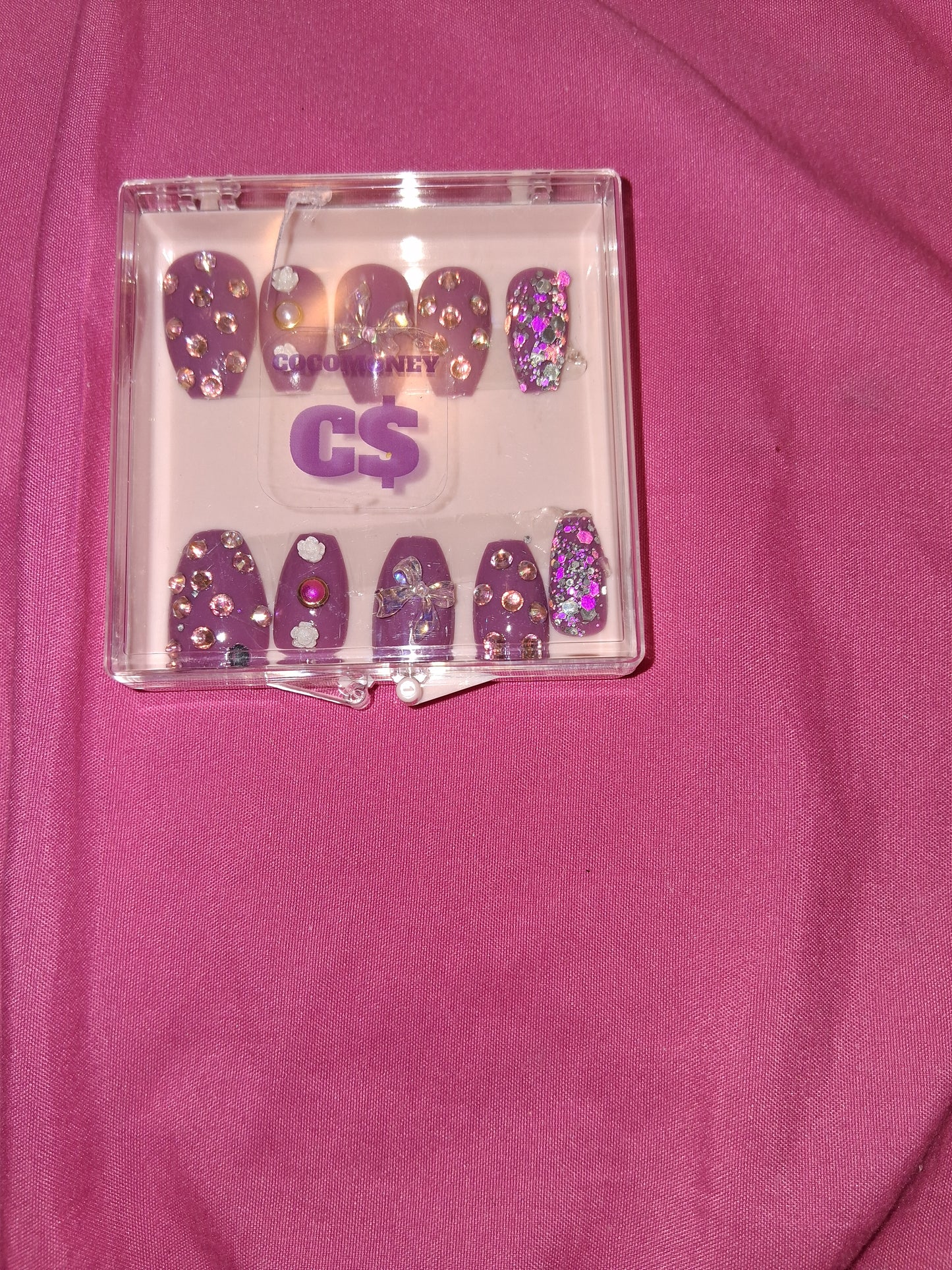 COCOMONEY NAILS CUSTOM 1 OF 1 GLUE ON PRESS ON COMES WITH FREE GIFTS #b67