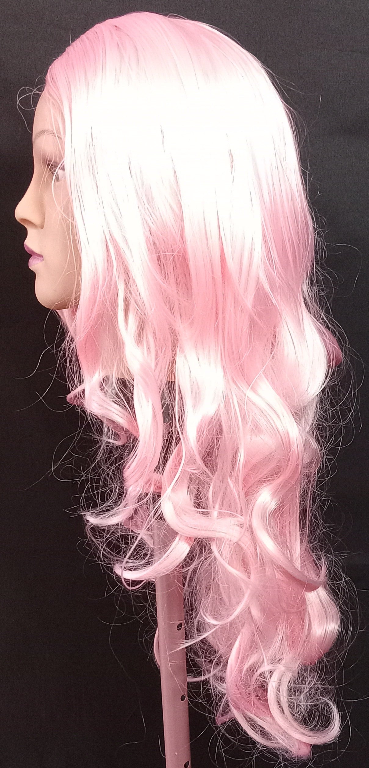 COCOMONEY WIG LONG PINK WAVY SYNTHETIC