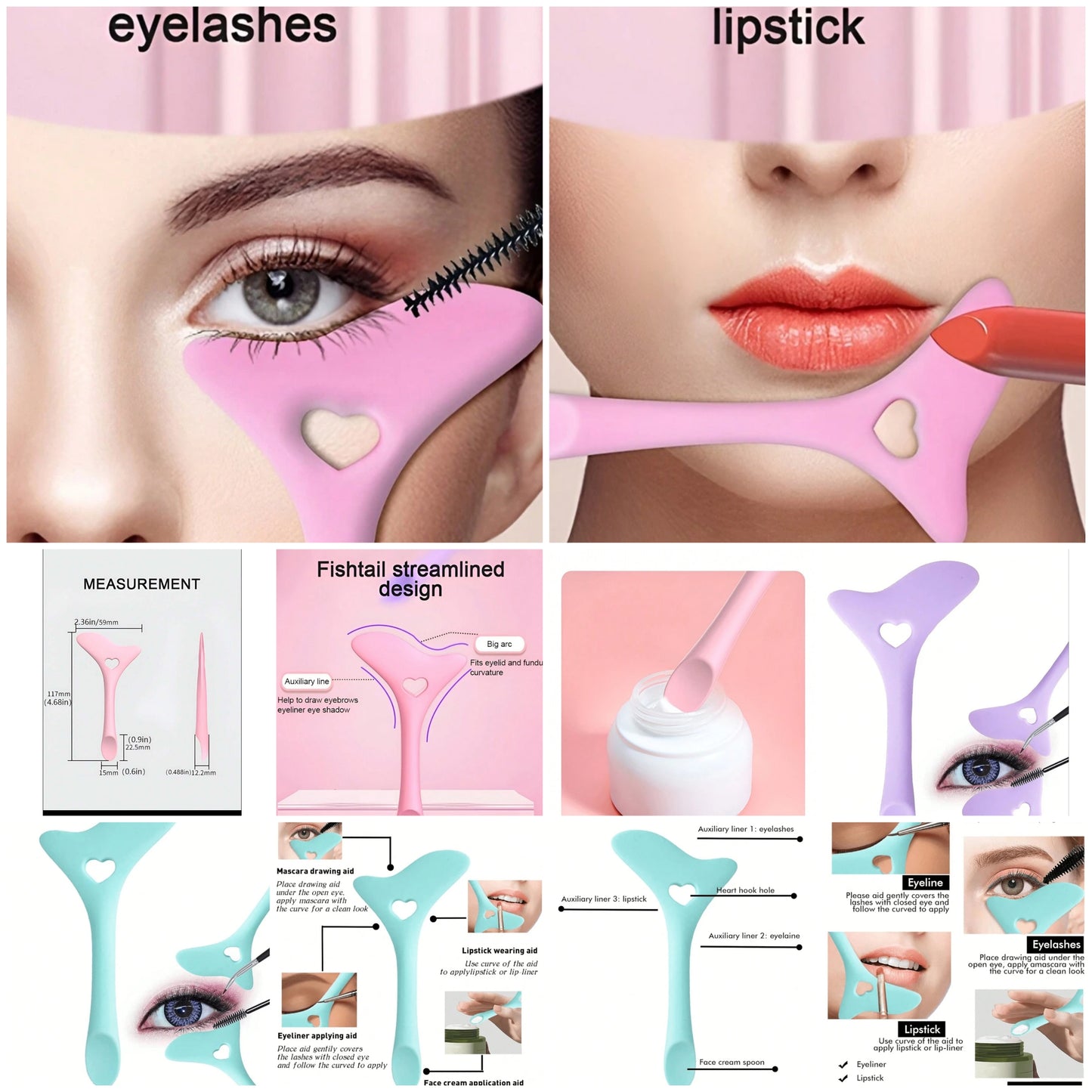 1pc Silicone Eyeliner Template - Wing Tip, Mascara, Lipstick, Cream Mask applicator - Makeup beauty tool, perfect for application
