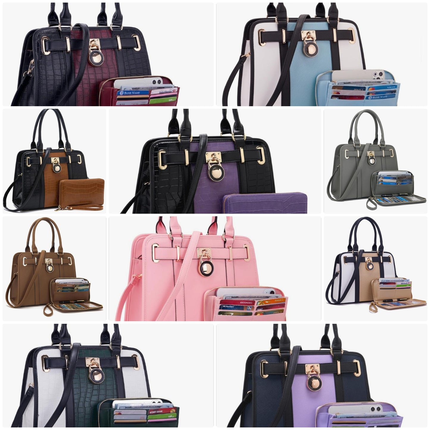 Handbags Sets For Women Shoulder Bags Top Handle Work Satchel Tote Purses Set With Matching Wallet 2pcs