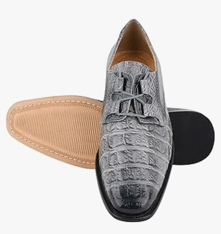 Mens Hornback Print Genuine Leather Lace Up Oxford Dress Shoes