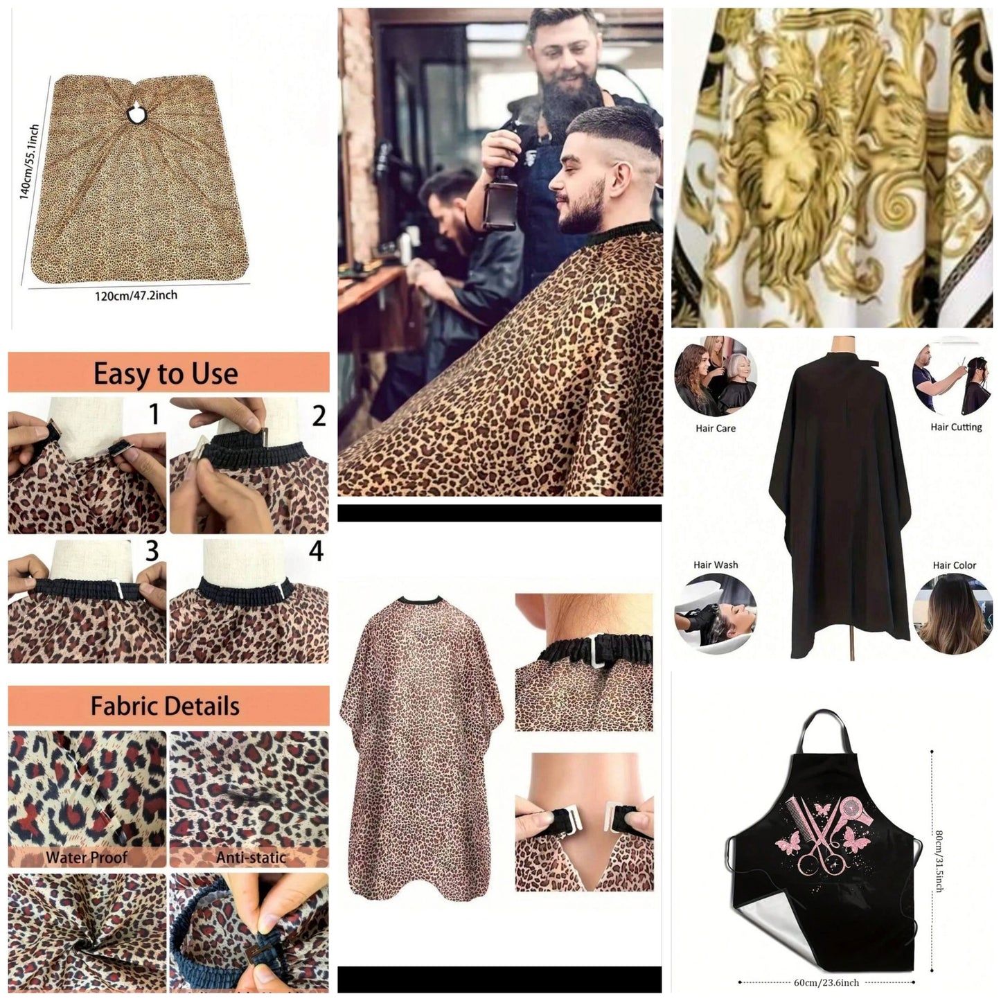 1pc Salon Professional Haircut Apron, Hairdressing Wrap, Non-Stick Hair Cutting Cape With Printed Pattern