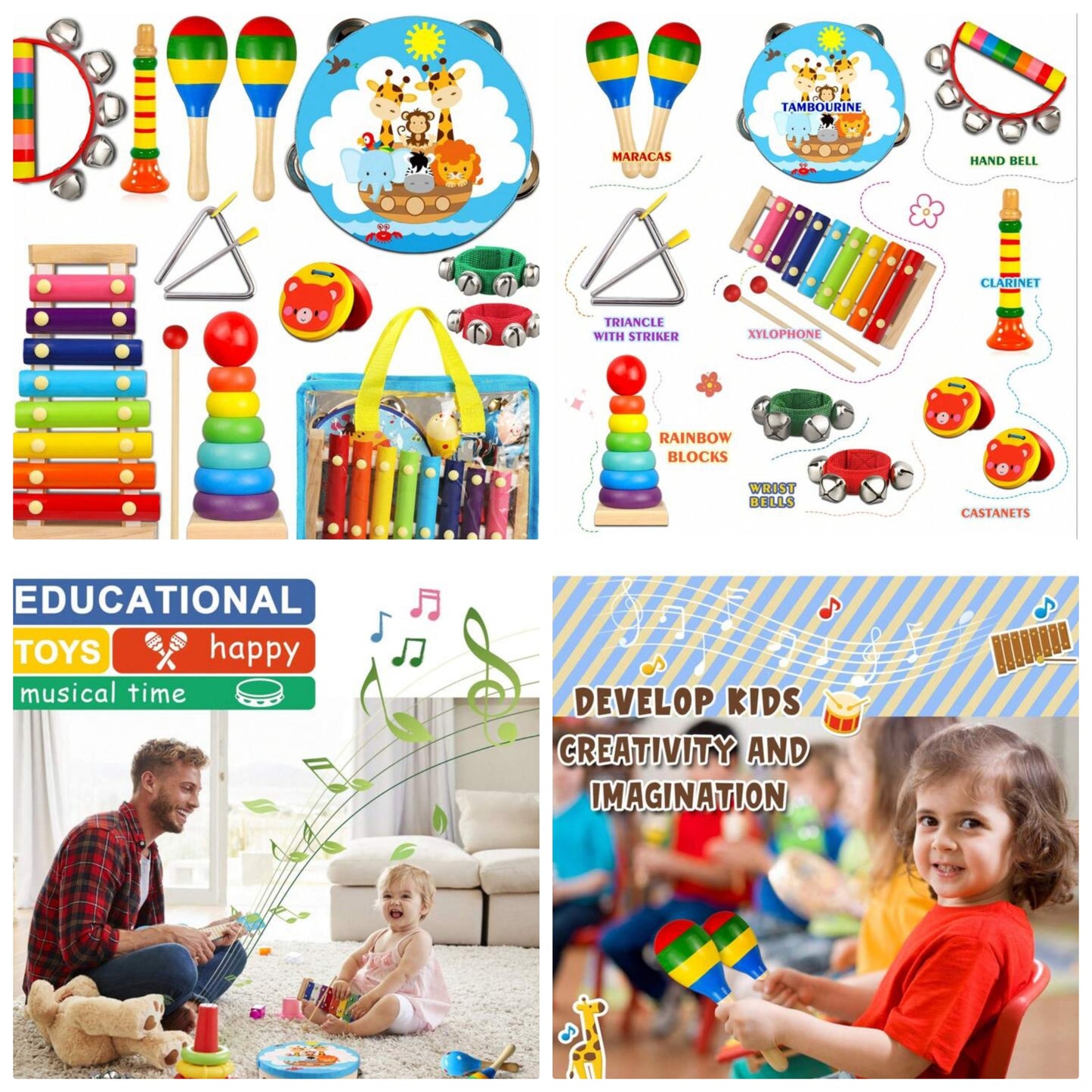 Wooden Percussion Musical Instruments Set