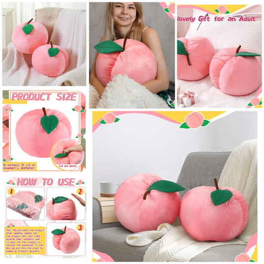 Peach Plush Decorative Gift Cute Fruit Plush Pillow Kawaii Hugging Plushies Soft Novelty Cushion Seat Home Decor