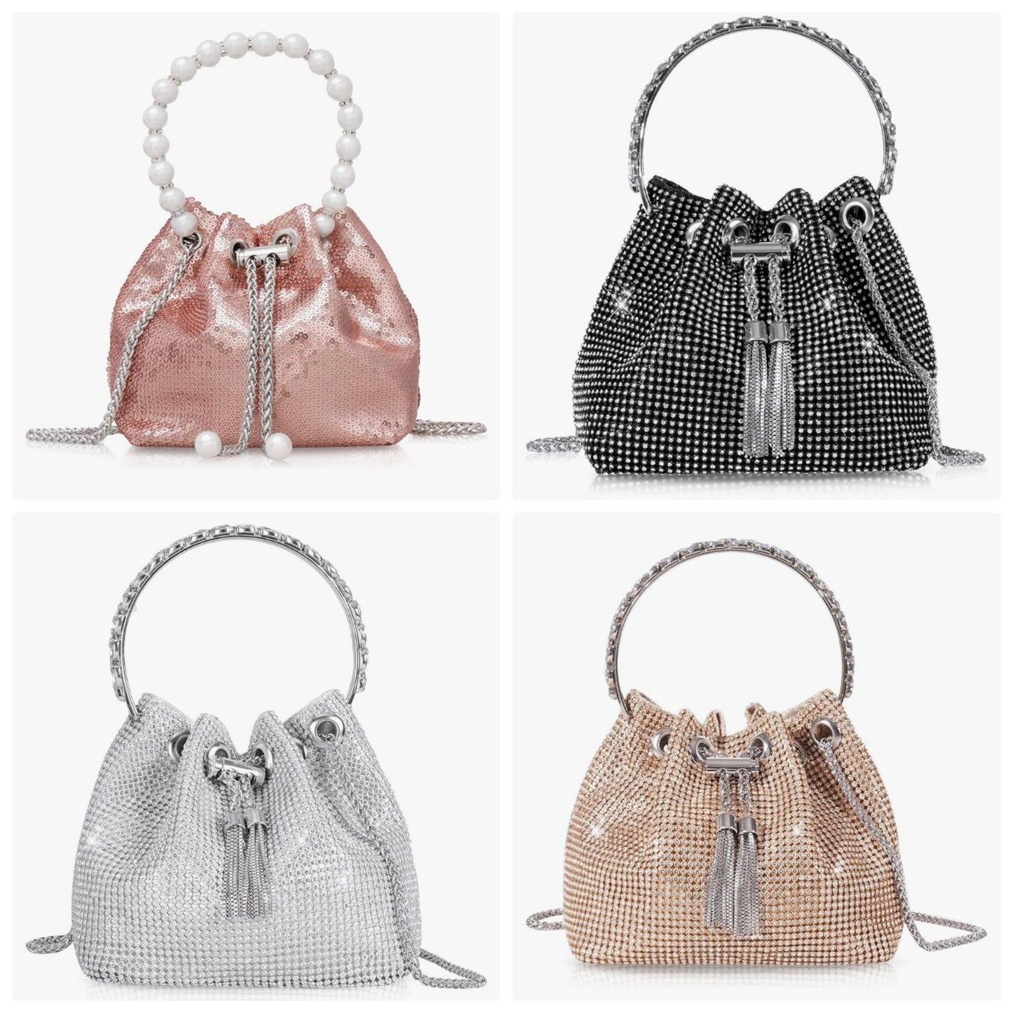 Bling Rhinestone Purse for Women, Glitter Clutch Handbag Bucket Evening Bag for Girls Wedding