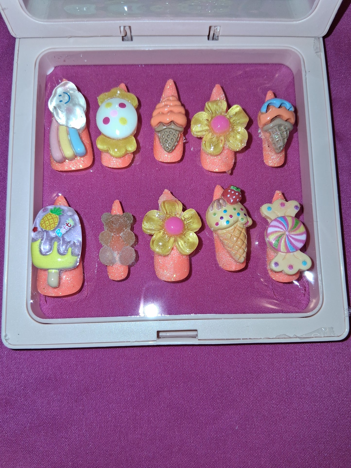COCOMONEY NAILS CUSTOM 1 OF 1 GLUE ON PRESS ON COMES WITH FREE GIFTS #o40