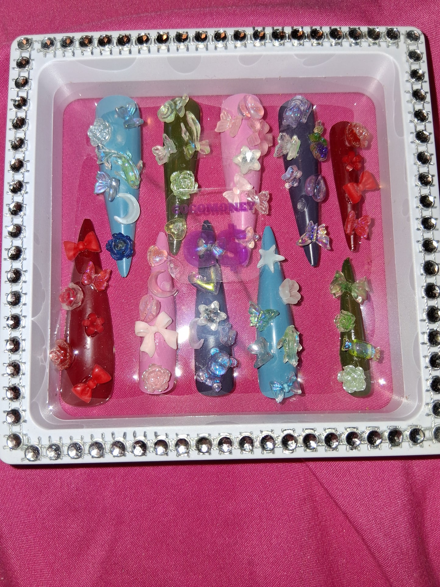COCOMONEY NAILS CUSTOM 1 OF 1 GLUE ON PRESS ON COMES WITH FREE GIFTS #p67