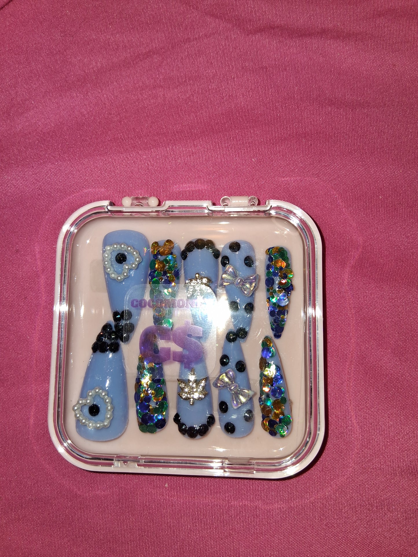 COCOMONEY NAILS CUSTOM 1 OF 1 GLUE ON PRESS ON COMES WITH FREE GIFTS #b74