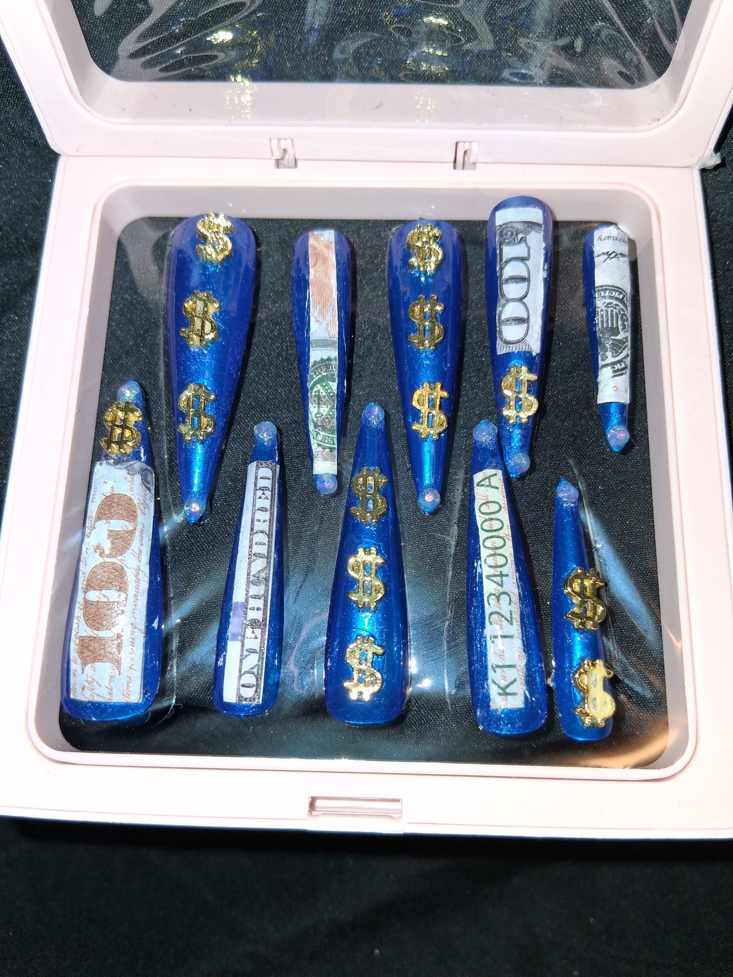 COCOMONEY NAILS CUSTOM 1 OF 1 GLUE ON PRESS ON COMES WITH FREE GIFTS #o78