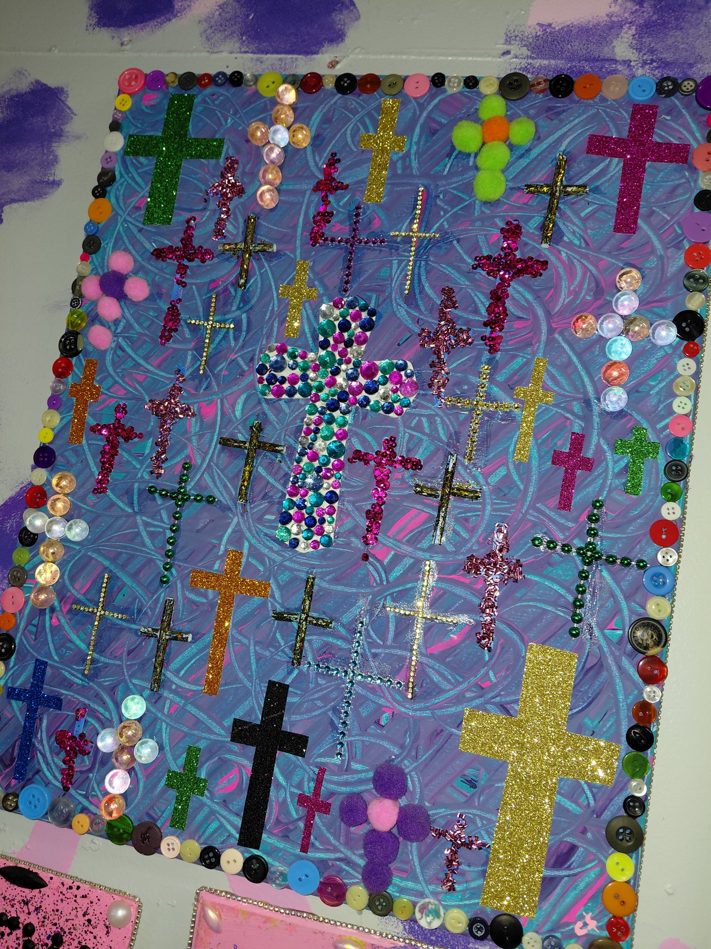 COCOMONEY ART Crosses 1 OF 1 CUSTOM PIECE BY COCOMONEY painting on canvas